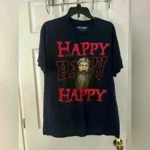 duck dynasty A&E T-shirt Men’s Large Happy Happy Happy Blue Red Portrait - Picture 1 of 7